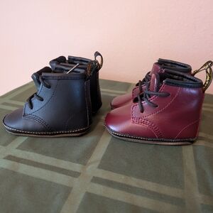 Kids Leather Boots - Black and Burgundy
